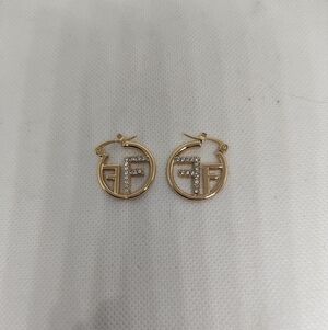 Gold-Tone Hoop Earrings with Pave F Logo Accent